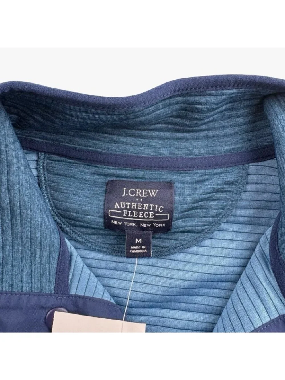 NEW J. Crew Men’s Performance Authentic Fleece Snap Sweatshirt Blue • Medium